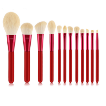 Customization High Quality  Christmas Red Wooden Handle 12 PCS Set Eyeshadow Brush, Foundation Brush Makeup Brushes